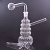 Vente en gros de brûleur à mazout en verre unique Bong Narguilé Conduites d'eau Heady Recycler Dab Rig Handheld Ash Catcher Tabac Bongs avec tuyau de brûleur à mazout Downstem Dhl gratuit