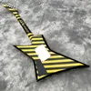 La chitarra elettrica a strisce in bianco e nero irregolare personalizzato, il logo e la forma possono essere personalizzati su richiesta 369