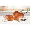 Zestawy naczyń kuchennych Andrayn Copper Chef 10 -częściowy zestaw patelni bez stóp z doniczkami i patelami CeramitechCookware