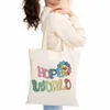 Hope World Print Wiederverwendbare Shop Eco Taschen Leinwand Buch Tasche Frauen faltbare Shopper Tasche Fi weibliche Umhängetasche Handtasche N16z #