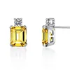 Boucles d'oreilles de luxe pour femmes, bijoux fins, plaqué or blanc 4CT, argent sterling 925 glacé VVS jaune blanc carré, diamant Moissanite, boucles d'oreilles à tige pour filles et femmes