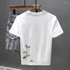 Men's Hoodies 2024 Summer Chinese Style Panda Short Sleeve Men O Neck T Shirt Fashion Harajuku Simple 2xl Oversized Couple Clothes Black