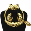Halsband örhängen set est italiensk guldpläterad smycken kvinnors bröllopsfest bankett Dubai Big Pendant Light Weight Bold FHK17580