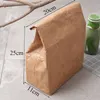 1pc kraft paper brown bage bag bage reusable deable doerted bag buck magnetic bicnic ctiner bag l3ws#