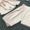 women pajamas sets 2018 Womens Silk Satin Pajamas Sets Casual Sleepwear Long Sleeve Nightgowns Long Pants Sleepwear8149158