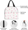 lunch Bag for Women Pink Heart Dot Thermal Lunch Box Reusable Insulated Lunch Bag Ladies Box for Cam Office School e95O#