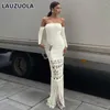 Casual jurken sexy schuine hals off-shoulder lange mouw gebreide jurk met kwastjes 2024 herfst winter mode elegante nachtclub feest