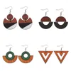 Baumelnde Ohrringe Boho personalisierte geometrische Spleiß Runde Dreieck doppelseitige Holz Hawaiian Geschenk