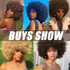 Perruques cheveux courts Afro crépus bouclés perruques avec frange pour les femmes noires africain synthétique Ombre sans colle Cosplay naturel blond brun perruque