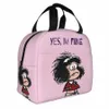 Carto Mafalda ou Quiero Café imprimé Harajuku Sac à lunch isolé Repas Ctainer Sac isotherme Fourre-tout Boîte à lunch Sacs de stockage des aliments B0Fb #