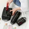 Black Mesh Makeup Bag Women Transparent Cosmetic Bag Portable Trip Storage Bags Travel toalettartiklar handduk Organiser Pouch M9nl#