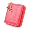 mini moneta torebka krótka 3 składanie małych portfeli Kobiet Karta kredytowa obudowa Lady Patent skórzana obudowa mey torba urocza portfel Pink Q0ia#