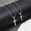 Pingente colares na moda 2 tamanho cor prata cruz elegante homens mulheres polido de alta qualidade aço inoxidável colar de metal à prova d'água