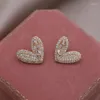 Boucles d'oreilles Design sud-coréen, bijoux à la mode plaqué or 16 carats, Zircon de luxe, amour, accessoires de travail quotidiens élégants pour femmes