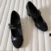 Nuova edizione limitata Donna Mary Jane Scarpa singola Pelle di vitello di lusso Doppia fibbia perla Fibbia per cintura Casual Shos Classica Suola in vera pelle Scarpe con tacco alto