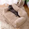 Lit de chat de luxe canapé hiver chaud nid de chat lit pour animaux de compagnie pour petits chiens moyens chats confortable en peluche chiot lit fournitures pour animaux de compagnie 240327