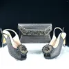 Dress Shoes Haniye Party Wedding And Bags Set Chunky Heel Sandals Noble Ladies Italian Matching Bag