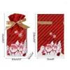 Present Wrap 10st Santa Bag Candy Snowflake Crisp Drawstring God juldekorationer för hemåret 2024 Noel Presents
