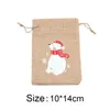 1pc Weihnachten Leinen Sackleinen Tasche Santa Claus Snowman Elch Draw String Geschenktüten Süßigkeiten Aufbewahrungstaschen Xmas Pounch Neujahr L7YQ##