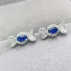 Studörhängen Natural Real Blue Sapphire Earring Candy Style 3 5mm 0.4ct 2st Gemstone 925 Sterling Silver Fine Jewelry L243142