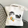 carto mignon chat harajuku réutilisable shopper canvas sac fille sac à main sac épaule sacs sacs de boutique féminine m2tn # #