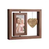 Cadres Cadre photo Cadeau pour maman Double face 4x6 Po Support rotatif en bois Photos Décor commémoratif