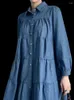 Robes décontractées Printemps Solide Couleur Lâche Femmes Robe Mode Rue Femme Bleu Doux Dames A-ligne Femme