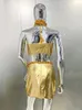 Zweiteiliges Kleid 2024 Damenbekleidung, funkelnder Diamant, sexy Mini, figurbetont, Geburtstagsfeier, Feier, Performance-Kostüm-Set