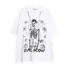 High Street American Style Chain Rose Skull Print Trendy Brand Vtg Short Sleeved Hip-hop Loose Couple T-shirt for Men