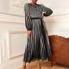 Casual Dresses Loose Fit Long Sleeve Dress Stylish Women's Midi For Spring Fall O-neck A Line Flowy Everyday
