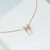 Chinese Brand Pure Silver Zircon Non Fading Letter Necklace for Women Full Diamond Japanese Korean Collarbone Chain Minimalist Short Pendant Temperament