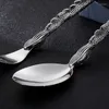 Dinnerware Sets BMBY-Cutlery Chinese Zodiac Dragon Western-Style Trend Punk Wind Stainless Steel Portable Tableware