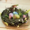 Garden Decorations Easter Bird Nest Party Supplies With Colorful Eggs Desktop Prydnad för balkong sovrumsgård uteplats