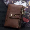 Äkta läder plånböcker för kvinnor män kort bifold fi gröna plånstagar korthållare mynt purse mey clip sedlar koppling plånbok j68o#