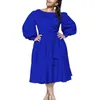 Robes décontractées élégantes pour femmes rondes nek manches longues taille haute droite mi-mollet luxe femme fête d'anniversaire dîner robes