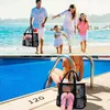 Malha praia tote grande saco feminino vários bolsos bolsa de ombro viagem shopper natação à prova dwaterproof água piscina armazenamento piquenique sacos p1om #