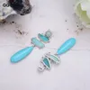 Kolczyki Dangle G-G Blue Turquoise Green Amazonite Crystal Teardrop Stud ręcznie wykonany dla pani