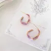 Hoop Earrings Fashion Lavender Purple For Woman Gold Color Twisted Art Line Gift Jewelry Wholesale