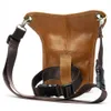 Retro Men's Leather midjepåse Multi-FuncTi Sports Belt Bag Outdoor Practical Ben Bag Bag Real Cowhide Menger Påsar för man F3EV#