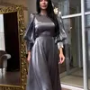 Casual Dresses Eid Sliky Satin Muslim Dress for Women Abaya Marocko Party Ramadan Lace-Up Abayas Kaftan Islam Dubai Arab Long Robe 2024