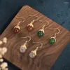 Saplama küpeleri vintage geometri su damlası Chalcedony Çin tarzı hetian jade manolya çiçek kolye moda takı