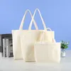 large Capacity Canvas Shoulder Handbag Folding Eco-Friendly Cott Tote Bags Reusable DIY Shoulder Bag Grocery Bag Beige White b0TM#