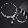 Halskette Ohrringe Set Mode Nigeria Dubai Hochzeit Schmuck Für Frauen Funkelnde Zirkonia Braut Zubehör 4-teilige Sets