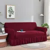 Чехлы на стулья красная клетчатая юбка из жатого хлопка эластичный эластичный чехол для дивана для гостиной 1, 2, 3, 4 сиденья, кресло L-образной формы, мебельный декор