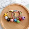 Keychains 1-5pcs Creative Candy Color Bell Keychain Colorful Painted Steel Wire Ring Student School Bag Hanging Gift Doll Decor