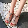 Sandały Bohemian t line z krinezonem Summer Sexy Strappy Wedge Obcing Upgappy Buty na plaży Woman 2024 Trend