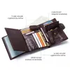 Contact's Top Quality Genuine Cow Leather Wallet Men Hasp Design Bolsa Curta Com Passaporte Photo Holder Para Carteiras de Embreagem Masculina U6Nq #