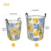 Tvättväskor Medelhavsplattor Summer Fruit Lemons korg Collapsible Cloth -leksakshäm förvaring Bin för barn barnkammare