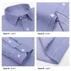 S~8XL Plus Size Mens Formal Shirt Long Sleeve Solid Color Stripe Anti-wrinkle Non-ironing Fashion Business Office Men Wear 240318