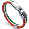 Bedelarmbanden Sieraden Armband Italiaanse vlag Bangle Leer Legering Voor Heren Dames Groen Wit Rood